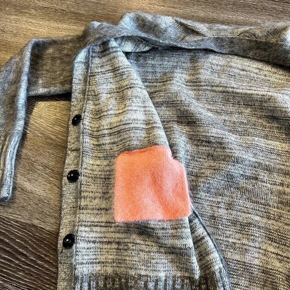 Vintage SONIA RYKIEL Gray Mohair Wool Cardigan Sweater Pink Trim Buttons Small - Picture 8 of 13